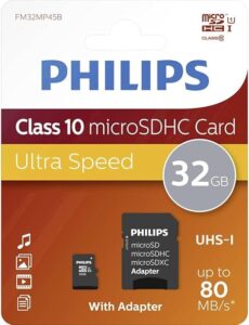 PHMSDMA32GBHCCL10* PH MicroSDHC + adapter 32GB class10, PHILIPS*