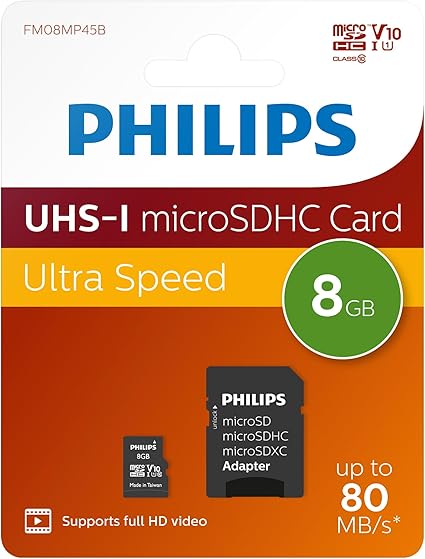 PHMSDMA8GBHCCL10* PH MicroSDHC + adapter 8GB class10, PHILIPS*