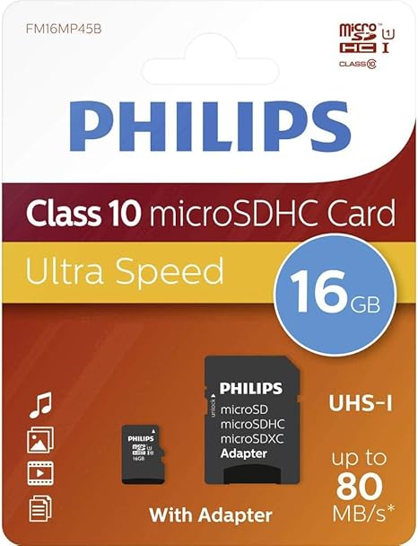 PHMSDMA16GBHCCL10* PH MicroSDHC + adapter 16GB class10, PHILIPS*