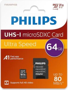PHMSDMA64GBXCCL10 PH MicroSDXC + adapter 64GB class10, PHILIPS